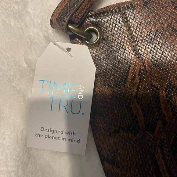 Time and Tru animal print women’s small Brown Crossbody Bag - Picture 8 of 14